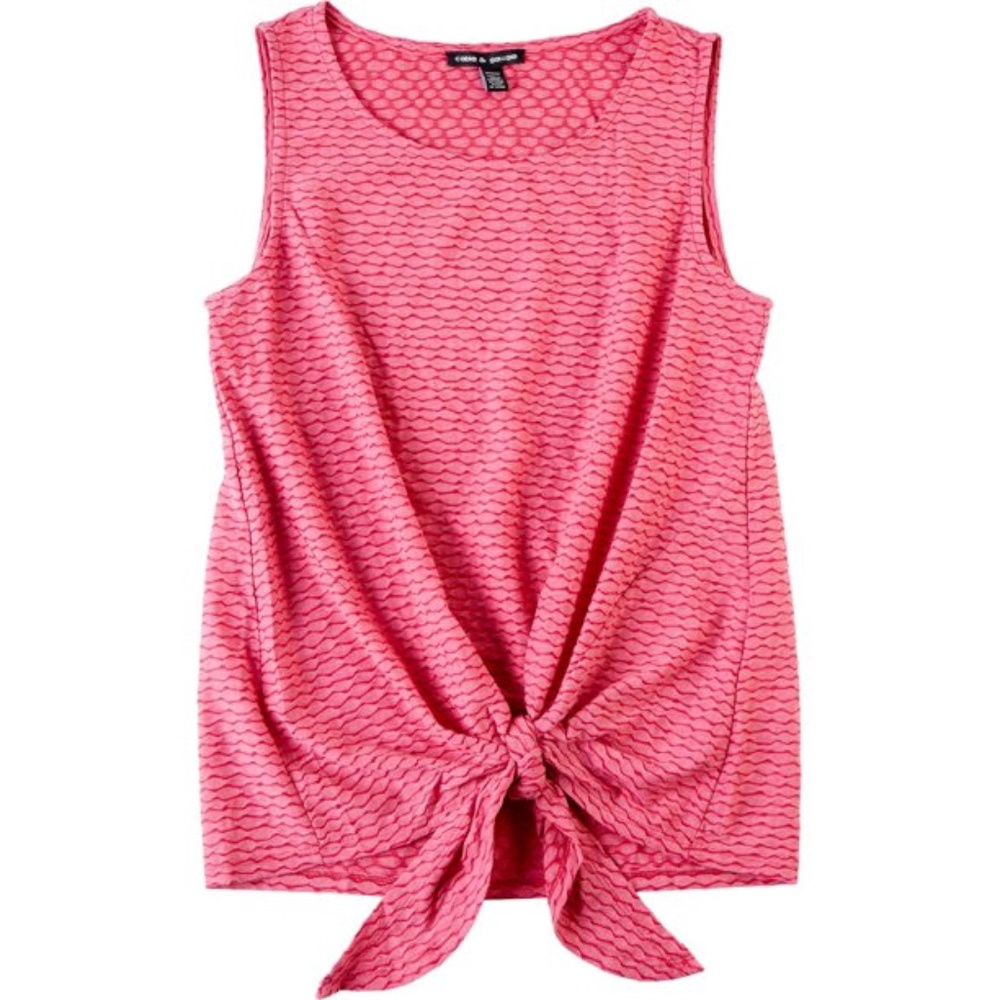 Cable & Gauge Womens NWT Print Tie Front Top in PINK M/L